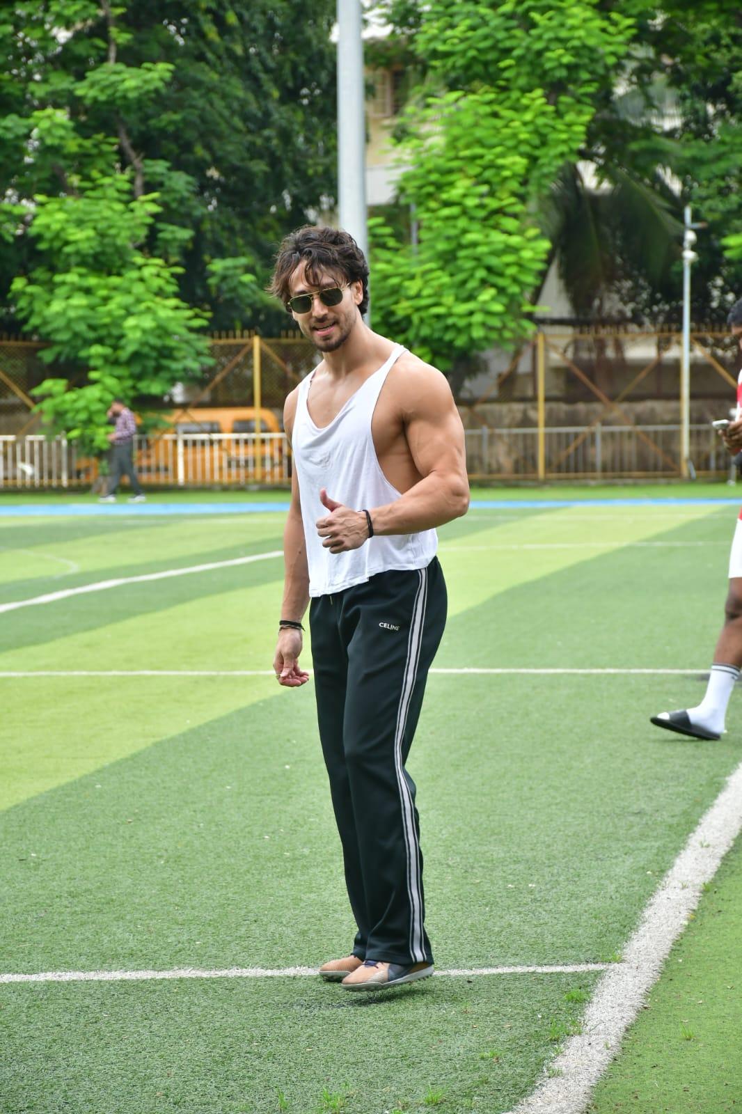 Tiger Shroff was also spotted at the football match.